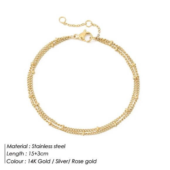 3/$35 14k Gold Plated Bracelet Double Ball Chain Stainless Steel Jewelry Gifts - Picture 1 of 4